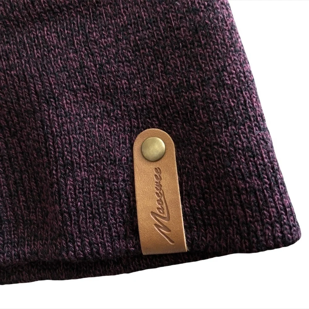 MAOCWEE Beanie Hat Unisex O/S Purple Winter Hat Rib-Knit Stretchy - Picture 6 of 9